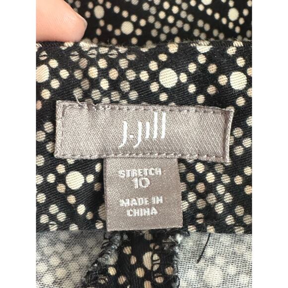 J. Jill black cream print stretch ankle pants size 10 - Picture 3 of 8